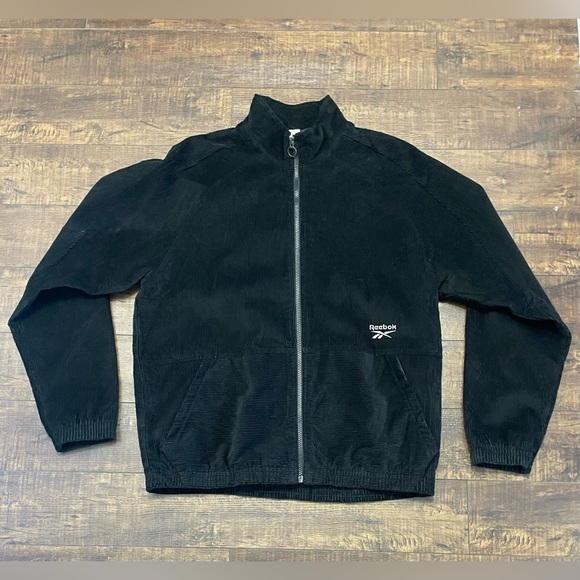 Reebok Other - SAMPLE Reebok Men's Black Corduroy Zip-Up Jacket Track Top Pockets Size Medium